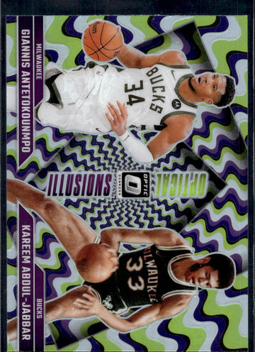 2024-25 Donruss Optic #4 Giannis Antetokounmpo/Kareem Abdul-Jabbar Illusion