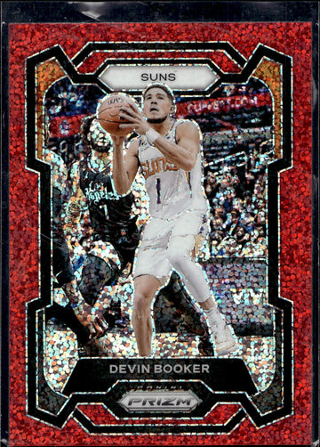 2023-24 Panini Prizm #58 Devin Booker Prizms Red Sparkle
