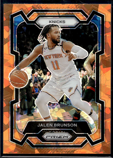 2023-24 Panini Prizm #9 Jalen Brunson Prizms Orange Ice