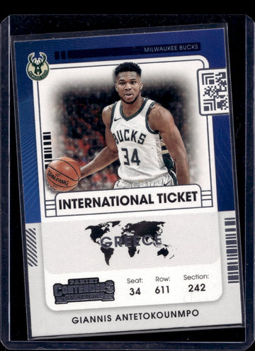 2021-22 Panini Contenders #4 Giannis Antetokounmpo International Ticket