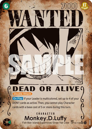 Monkey.D.Luffy (118) (Wanted Poster) - OP13-118 - (Carrying On His Will)