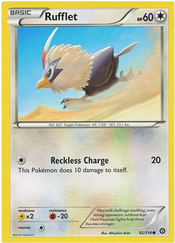 Rufflet - 92/114 - Common - XY Steam Siege (Square Cut Misprint)