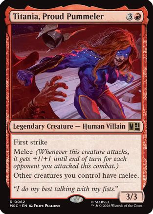 Titania, Proud Pummeler (Surge Foil) - Commander: Marvel Super Heroes Foil
