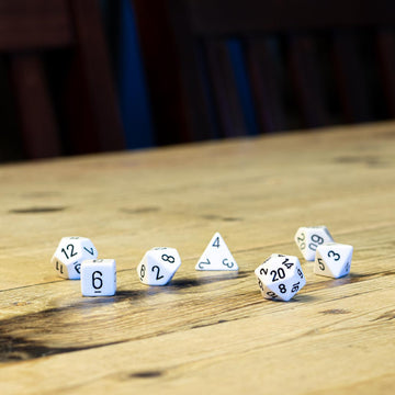 Chessex #25401 - Opaque White / Black Polyhedral (7ct)