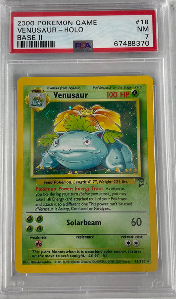 2000 POKEMON GAME BASE II VENUSAUR - HOLO (SWIRL) #18 PSA 7