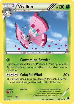 Vivillon (Meadow [Pink]) (17/146) - XY Base Set Reverse Holofoil