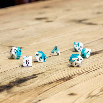 Chessex #26444 - Gemini Teal-White / Black Polyhedral (7ct)