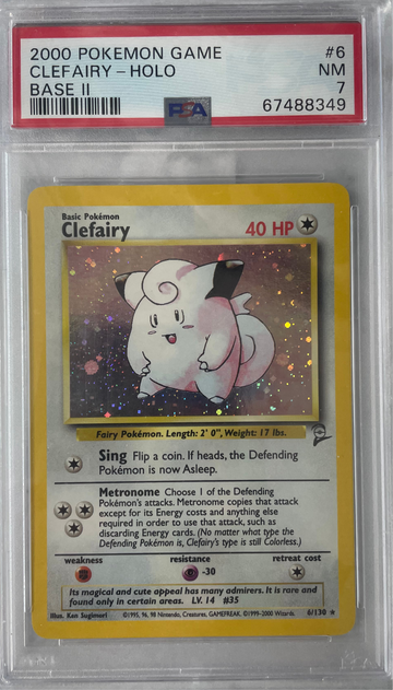 2000 POKEMON GAME BASE 2 CLEFAIRY - HOLO #6 PSA 7