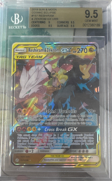 2019 POKEMON RESHIRAM/ZEKROM GX #157 BGS 9.5