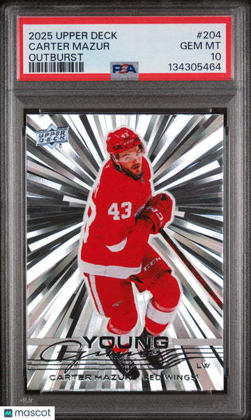Carter Mazur Outburst RC Rookie PSA 10 2025-26 UD Upper Deck