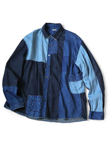 Kapital Cotton x Linen IDG Patch Kathmandu Shirt - EK-1814LS - Made in Japan