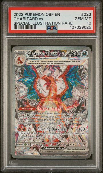 2023 POKEMON OBF EN-OBSIDIAN FLAMES #223 CHARIZARD EX SPECIAL ILLUSTRATION RARE PSA 10