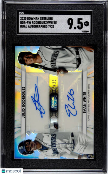 Julio Rodriguez Evan White /25 Dual Auto Sterling 2020 Bowman SGC 9.5