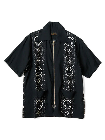 Kapital: Silk Rayon Havananaja Drizzle Cuba Shirt - Black - K2405SS219  - Made in Japan