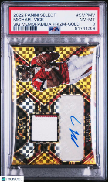 Michael Vick #SMPMV Gold PSA 8 2022 Panini Select Prizm Auto Patch
