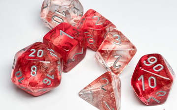 Chessex Nebula Red Silver Luminary 7 Die Set