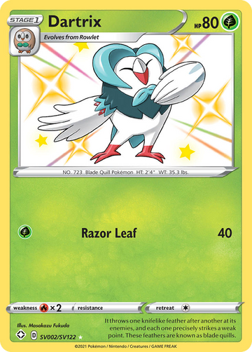 Dartrix Sv002 122 Shiny Vault Holofoil