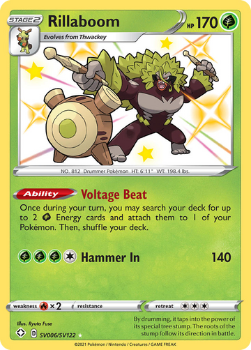 Rillaboom Sv006 122 Shiny Vault Holofoil