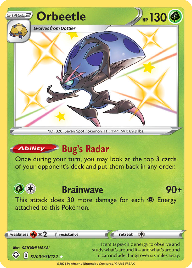 Orbeetle Sv009 122 Shiny Vault Holofoil