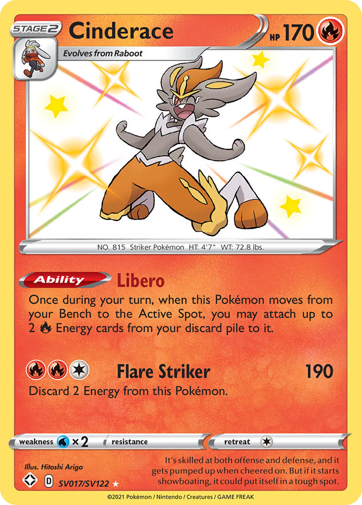 Cinderace Sv017 122 Shiny Vault Holofoil