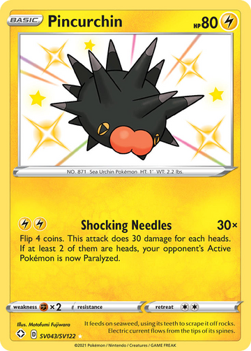 Pincurchin Sv043 122 Shiny Vault Holofoil