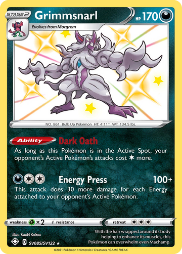Grimmsnarl Sv085 122 Shiny Vault Holofoil