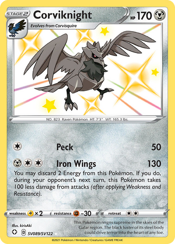 Corviknight Sv089 122 Shiny Vault Holofoil
