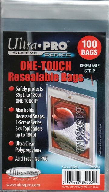 Ultra Pro 1 Pack of 100 One Touch Resealable Bags Sleeves for Card Holder