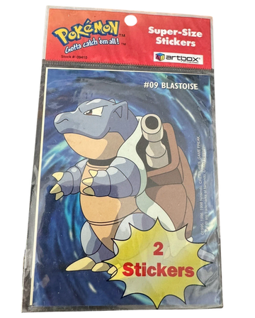 1998 Pokemon Artbox Blastoise Super Size 2 Stickers : Rapidash, Squirtle, Horsea and Cloyster
