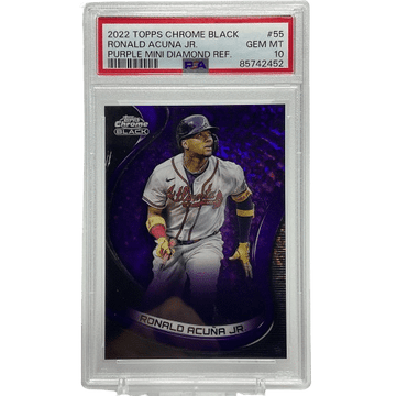2022 Topps Chrome Black Ronald Acuna Jr. Purple Diamond Refractor /150 PSA 10