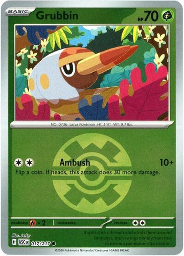 Grubbin - Quick Ball - 017/217 - Common [me025-017] [Reverse Holo]