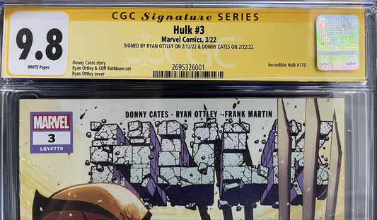 CGC Signature Series 9.8 Hulk #3 Signed by Ryan Ottley & Donny Cates