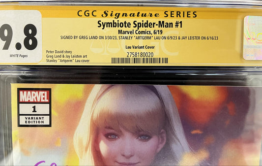 CGC Signature Series 9.8 Symbiote Spider-Man #1 Variant Signed by Gren Land, Stanley Artgerm Lau & Jay Leister