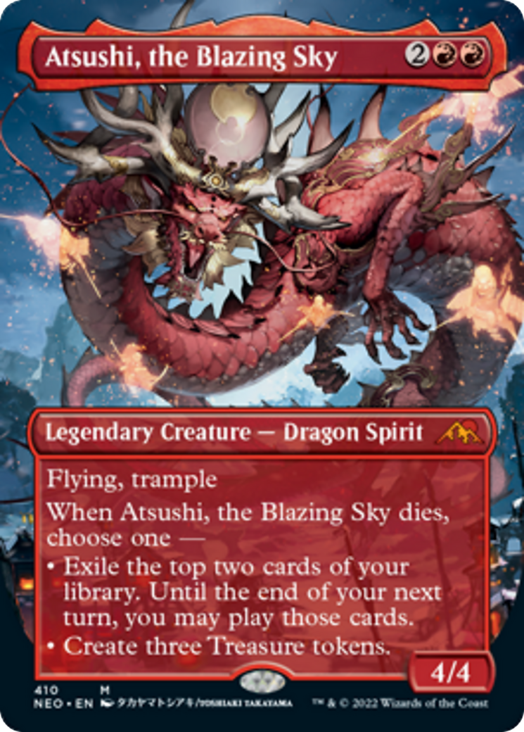 Atsushi, the Blazing Sky (NEO-410) - Kamigawa: Neon Dynasty (Borderless) Foil