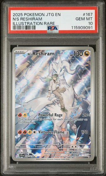 2025 POKEMON JTG EN-JOURNEY TOGETHER #167 N'S RESHIRAM ILLUSTRATION RARE PSA 10