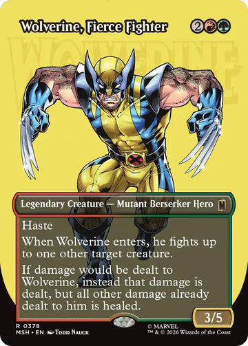 Wolverine, Fierce Fighter [378] [Borderless] [Logo] [Marvel Super Heroes] [Non-Foil]