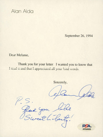 Alan Alda M*A*S*H Authentic Signed 5.75x7.75 Letter Autographed PSA/DNA #AP84600