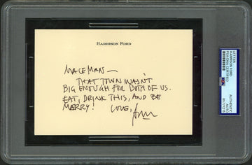 Harrison Ford Star Wars Signed 4.25x6.25 Handwritten Letter PSA/DNA Slabbed