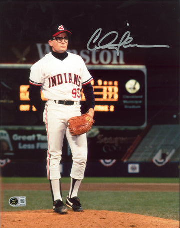 Charlie Sheen Major League Signed 11x14 Vertical Mound Pitching Photo BAS Wit