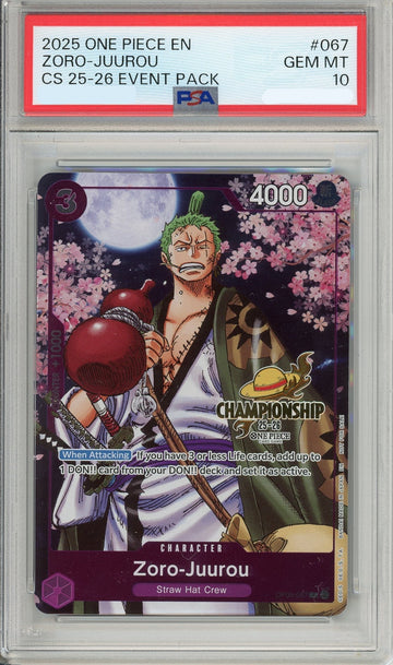 One Piece Graded: Zoro-Juurou OP05-067 Championship 25-26 Event Pack PSA 10