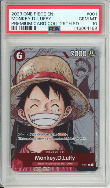 One Piece Graded:  Monkey D Luffy P-001 25th Anniversary Promo (2023) PSA 10