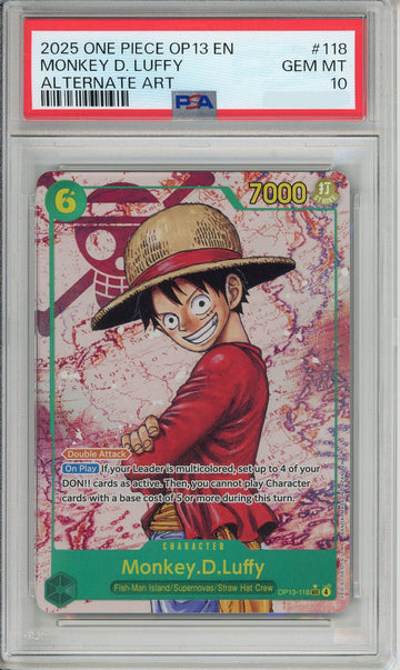 One Piece Graded: Monkey D. Luffy OP13-118 Alternate Art (2025) PSA 10