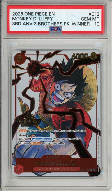 One Piece Graded: Monkey. D. Luffy ST01-012 3rd Anniversary Winner Foil PSA 10