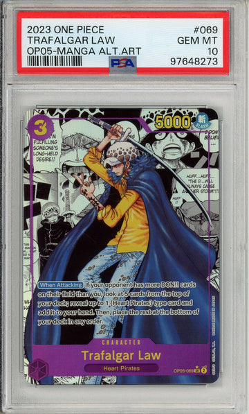 One Piece Graded: Trafalgar Law Manga Alt Art OP05-069 Premium Booster The Best PSA 10