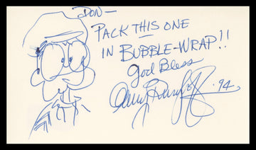 Gary Burghoff M*A*S*H Authentic Signed 3x5 Index Card w/ Sketch BAS #BV03320