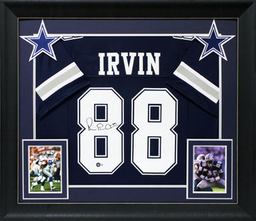 Michael Irvin Authentic Signed Navy Blue Pro Style Framed Jersey BAS Witnessed 2
