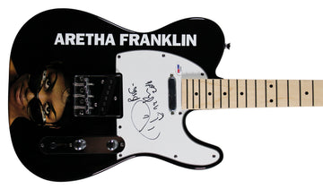 Aretha Franklin Authentic Signed Glarry Black Electric Guitar PSA/DNA #AE84459