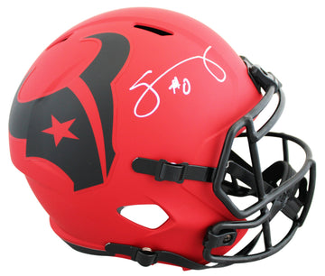 Texans Azeez Al-Shaair Signed Rave Full Size Speed Rep Helmet BAS Witnessed