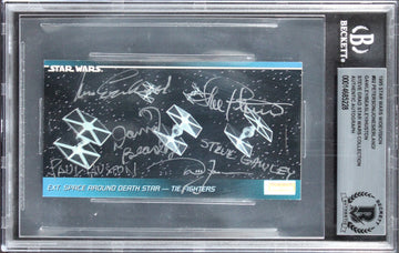 (6) Peterson, Huston +4 Signed 1995 Star Wars Widevision #92 Card BAS Slabbed