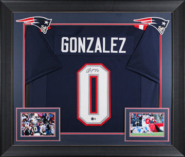 Christian Gonzalez Authentic Signed Navy Blue Pro Style Framed Jersey BAS Wit